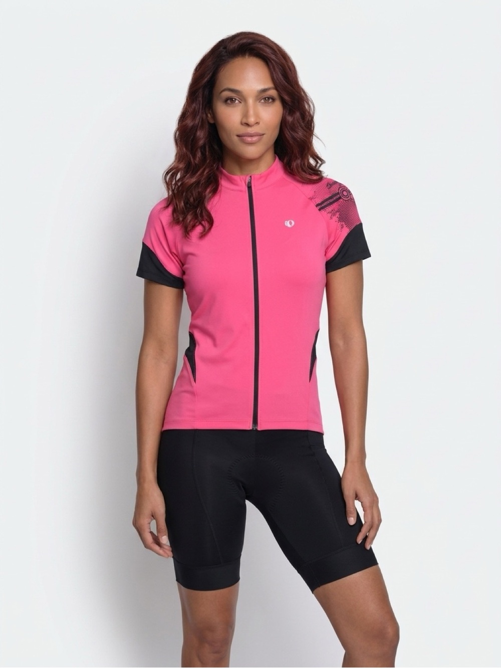 Pearl Izumi Women's Hot Pink and Black Short-Sleeve Cycling Jersey